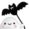 Cute Resin Ghost Statue Walking Dog Figurine, Holding Bat Balloon Statue, Spooky Halloween Children Room Desktop Decor Decor, Mini Stable Base