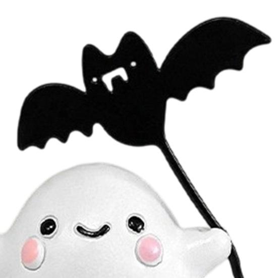 Cute Resin Ghost Statue Walking Dog Figurine, Holding Bat Balloon Statue, Spooky Halloween Children Room Desktop Decor Decor, Mini Stable Base