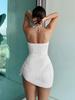 European & American Sexy Ribbed Hollow-Out Backless One-Piece Swimsuit for Women