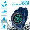 Men's Digital Watch with LED Display, Large Face, Military 5 ATM Waterproof, Calendar, Sports Stopwatch, Backlight, Countdown, Luminous Alarm Clock, C