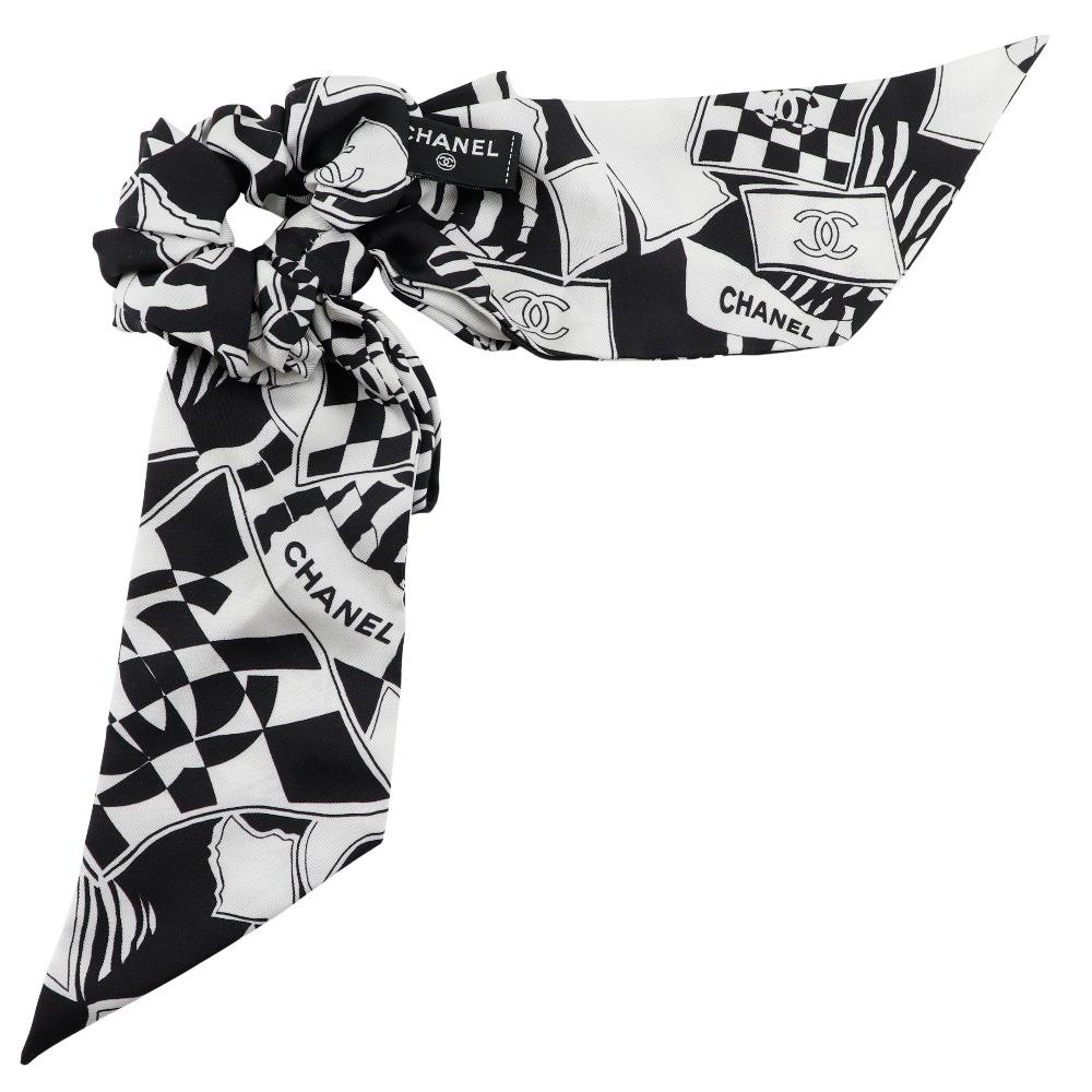 CHANEL Shush Other accessories COCO Mark logo ribbon Black / white silk Women Used