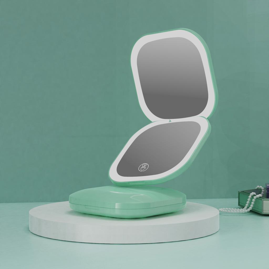 Hot Sale Compact LED Light Cosmetic Mirror Portable Rechargeable Pocket Makeup Mirror for Travel Small Handheld Makeup Mirror