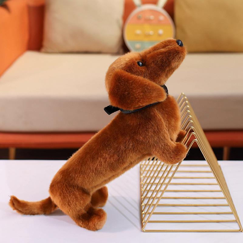 37cm Cute Realistic Dachshund Plush Toy Stuffed Animal Doll  Lovely Companion Decor Soothing Sleeping Pillow  Birthday Gift