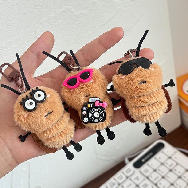 1/3Pcs Cute Cockroach Doll Keychain Creative Stuffed Animal Keyring School Bag Pendant Backpack Hanging Decoration Lovely Gift