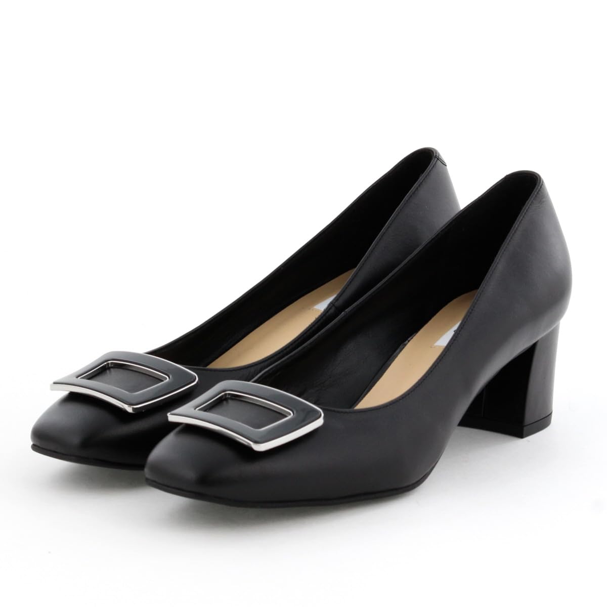 

Himiko Square Buckle Chunky Heel Pumps / 643103 Black 235