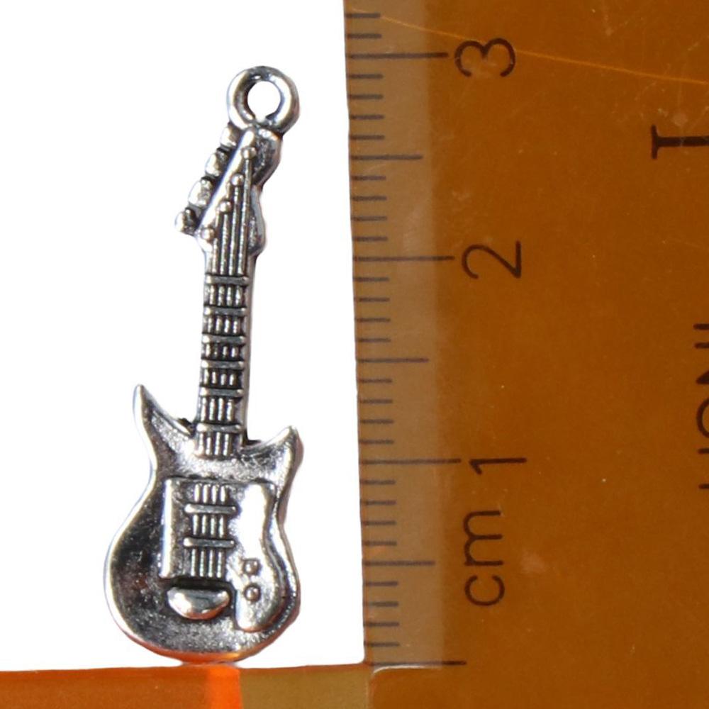 Instruments Pendants Handmade Silver Necklace Guitar Charms Bracelet  Keychain Accessories