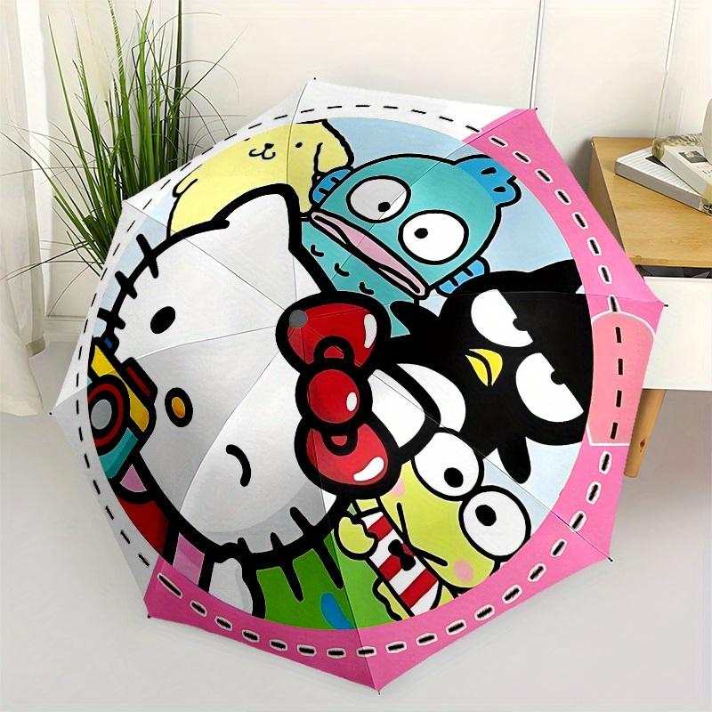 

Hello Kitty, Keroppi Automatic Open/Close Umbrella-Cute Umbrella with Cute Design, Portable 3-Fold Compact Umbrella for Men & Women, Hallowe