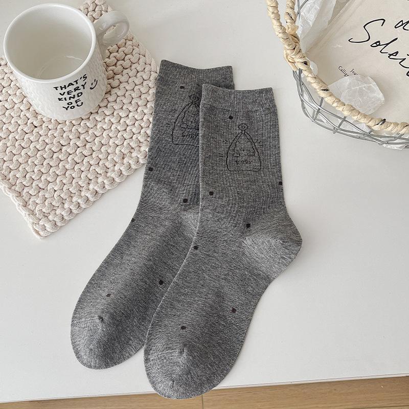 Female Spring and Autumn All Take Wave Point Lovely Boneless Tube Socks