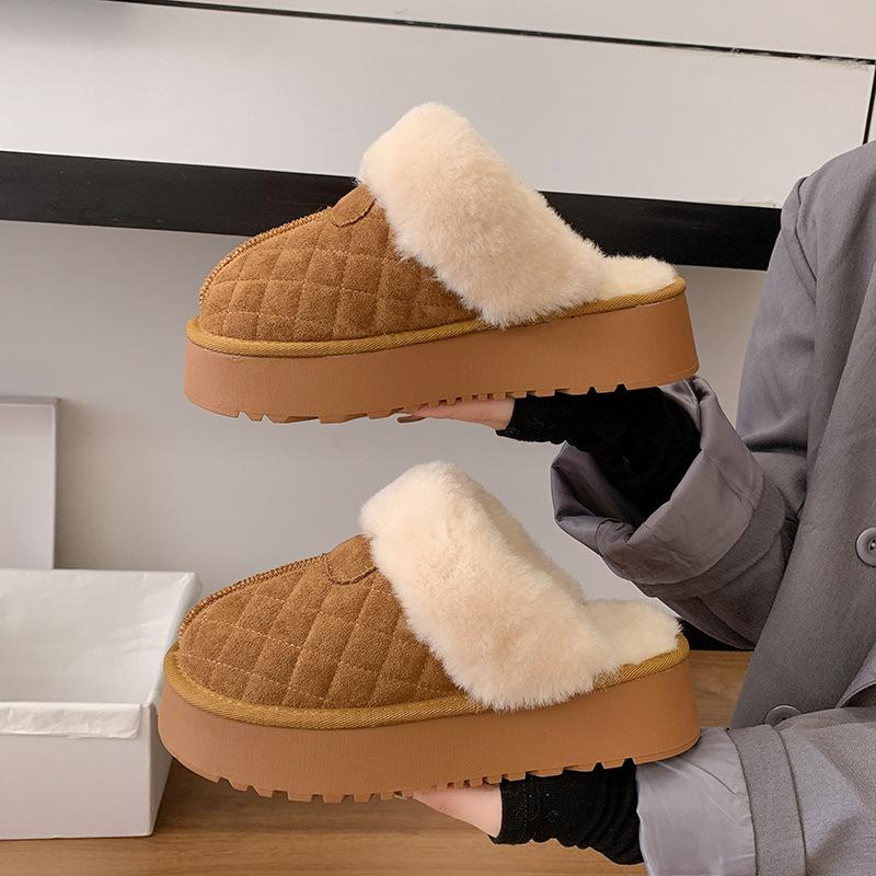 

Баотоу Мао Мао тапочки женские носят зимние сапоги полуботинки хлопковые туфли 2025 новые зимние утолщенные теплые хлопковые тапочки 40 малиновый