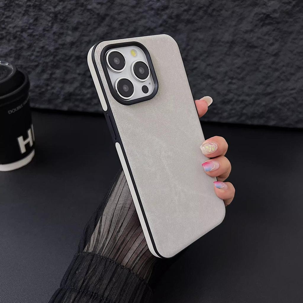Applicable To Apple 16promax Mobile Phone Case New Denim Pattern 15 Lambskin 14 Silicone Matte 13 Protective Cover 12