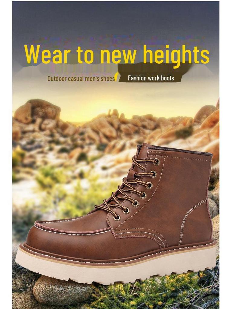 2024 Herren Echtleder High-Top Martin Boots – Winter Retro Motorrad- & Arbeitsstil