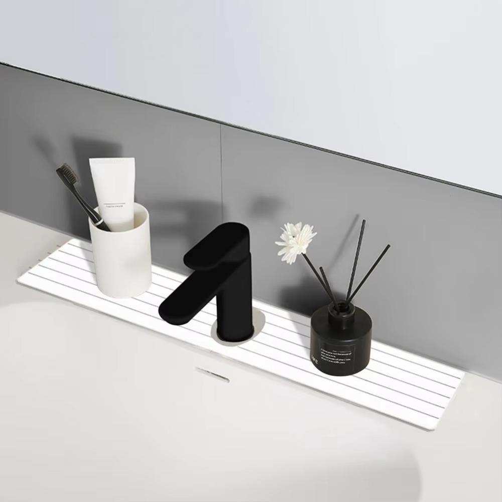 Rectangular Washbasin Quick Dry Hard Mat Stripes Pattern Groove Quick-drying Sink Pad Countertop