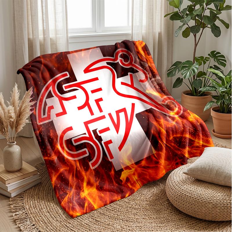 Switzerland football Printed Flannel Blanket Skin Friendly Warm Decorative Throw for Indoor Couch Bed Daily Use