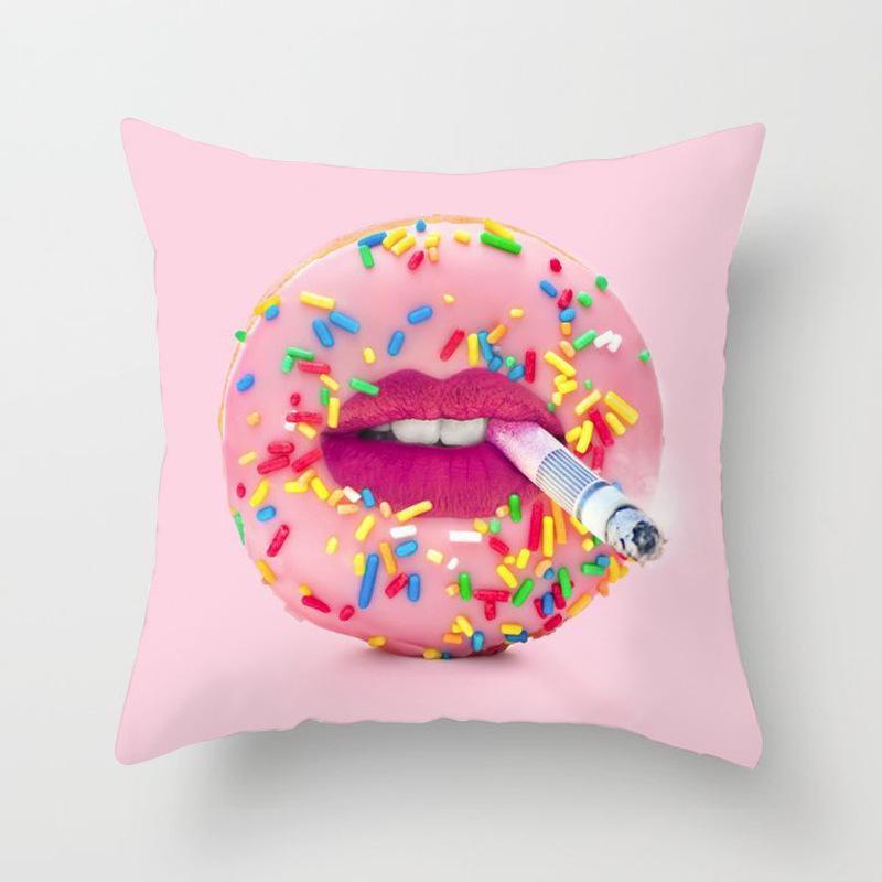 Pillow Print Cartoon Flamingo Grass Mud Horse Cushion Peach Leather Velvet Polyester Pillow Cover
