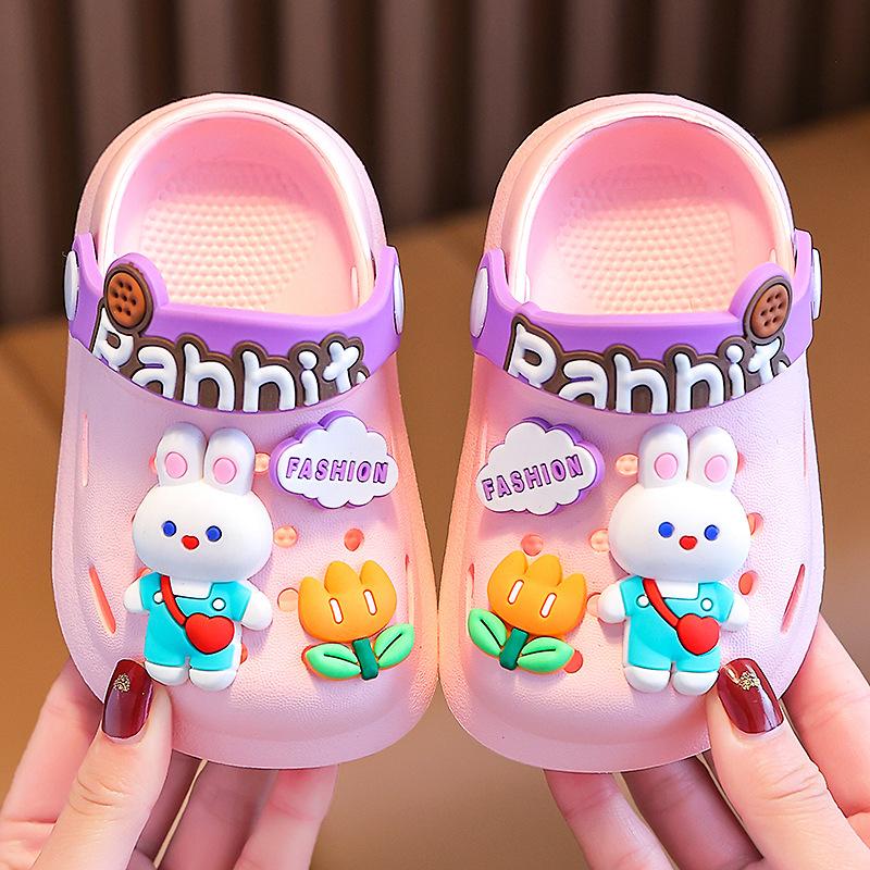 Children's cool slippers summer non-slip soft sole indoor infant baby boys and girls bag head hole shoes bag heel