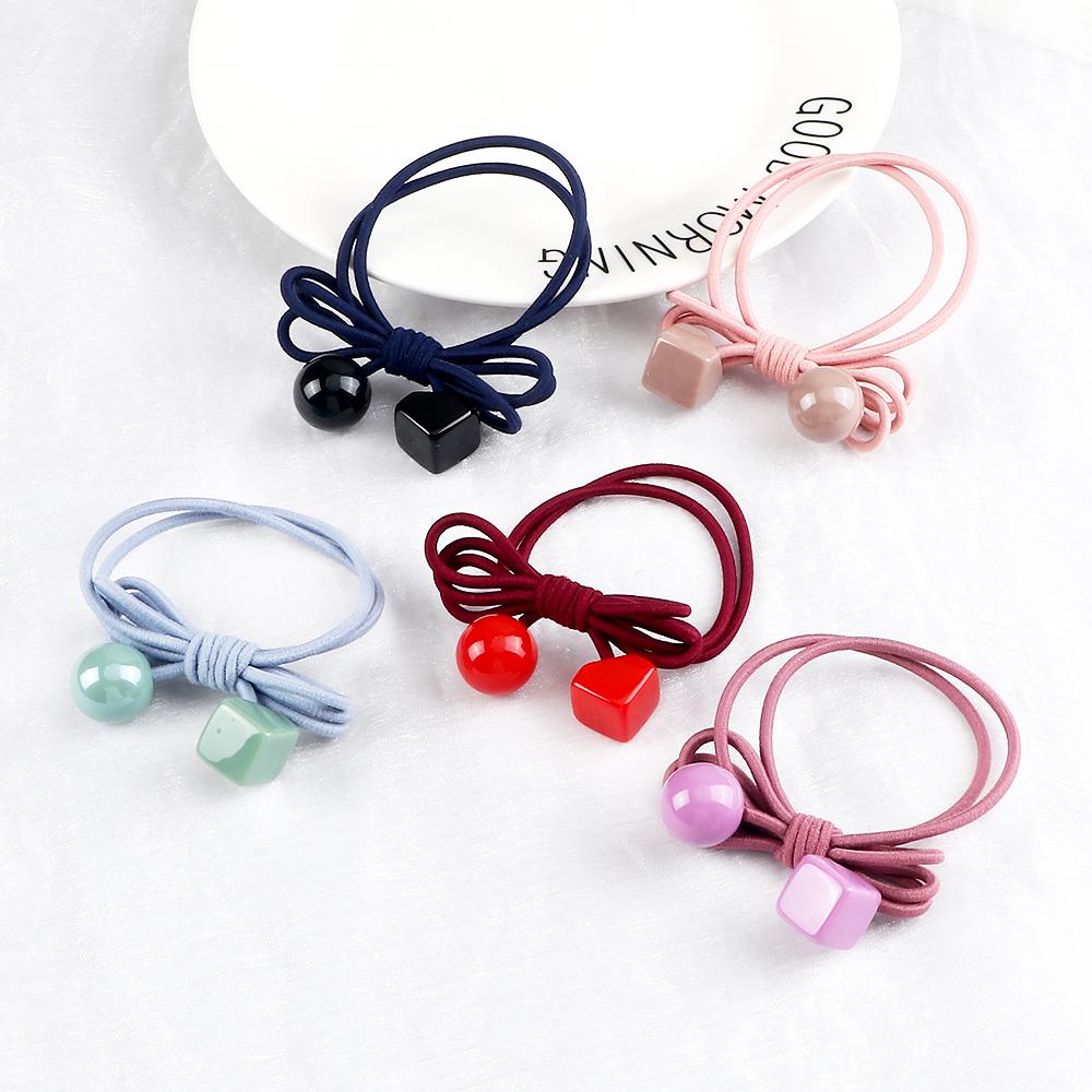2pcs/set Fashion Cute Bowknot Hair Band for Girls Women Pink Ball Cube Decoration Headband Hair Accessories Holder Headwear Gift