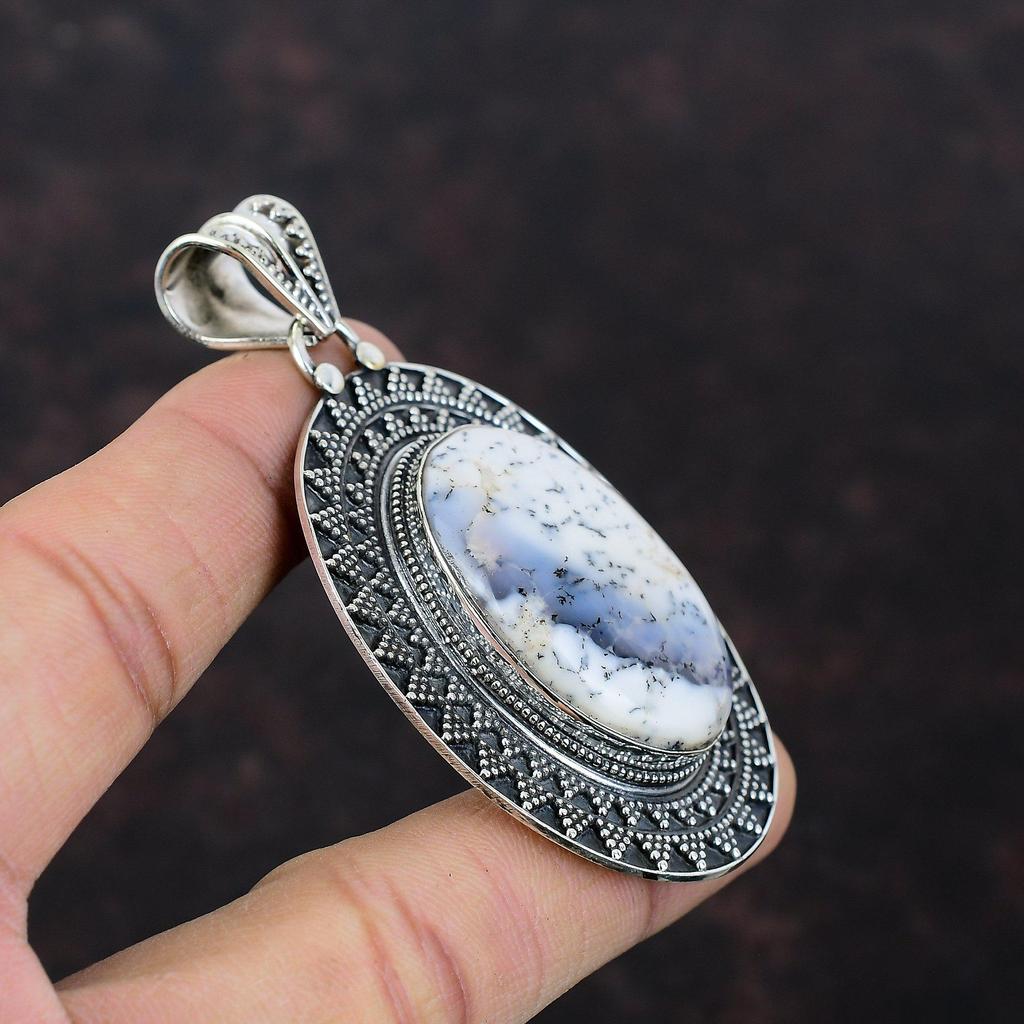 Dendrite Opal Pendant Handmade Pendant Vintage Pendant Gemstone Jewelry 925 Sterling Silver Pendant Designer Jewelry Engagement Gift For Her