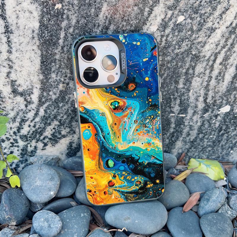 

New Retro Color Texture Pattern Phone Case For iPhone 16 Pro Max 15 14 Pro Max Plus 13 Mini 12 11 Pro Max Shockproof Laser Cover iphone 13ProMax