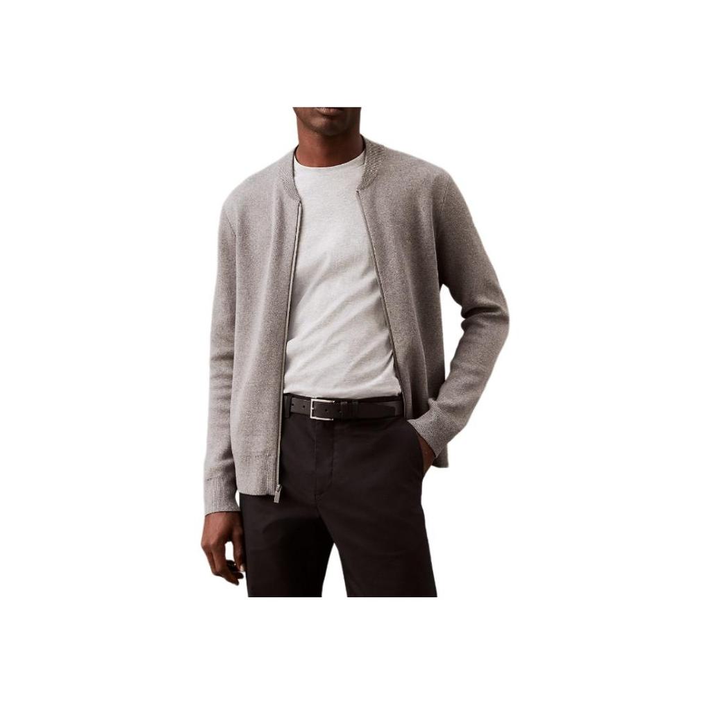 Calvin Klein Solid Color Stand Collar Zipper Pilot Long Sleeve Jacket Men jackets Gray 40BP302-030