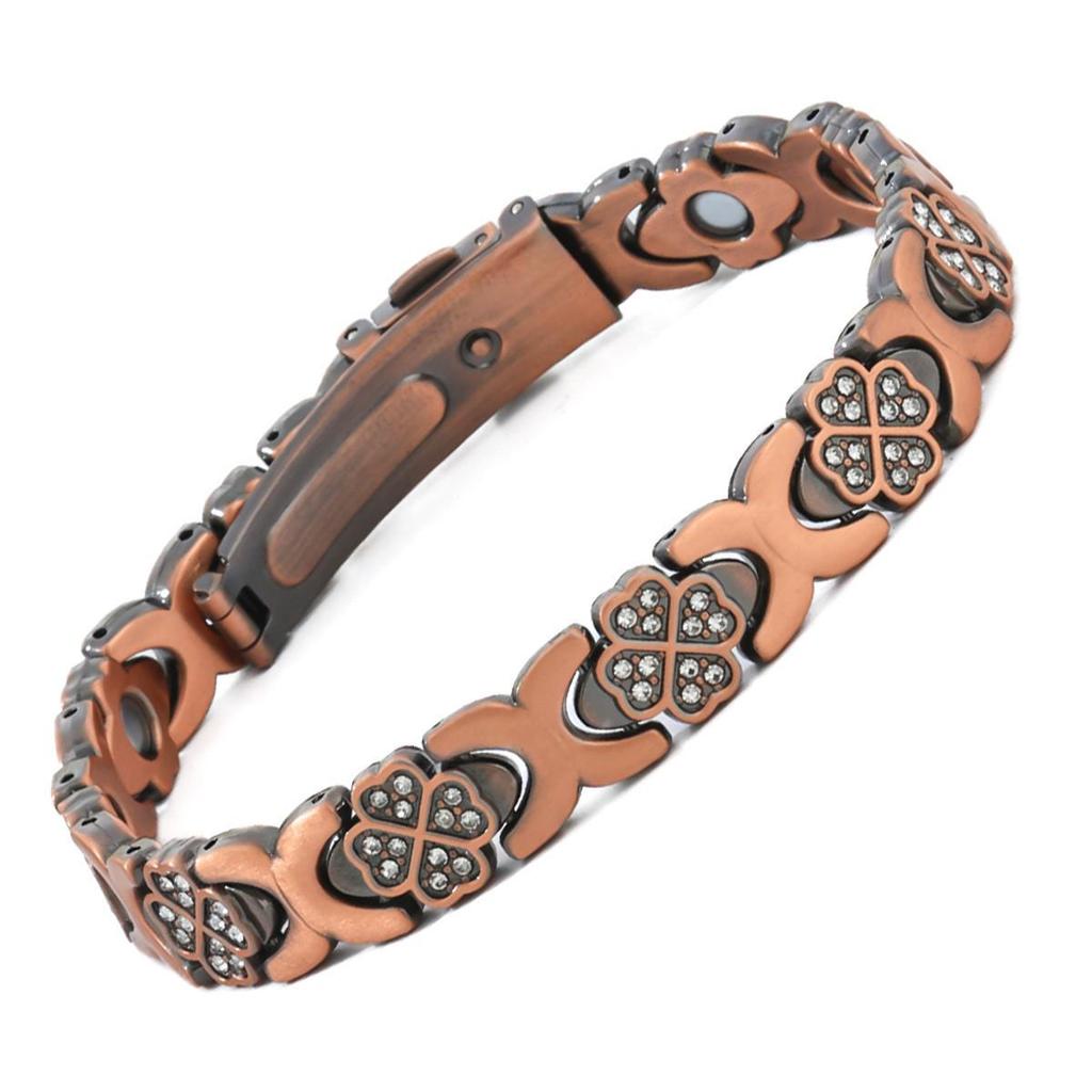 Eco-friendly European & American Fashion Detachable Magnetic Stone Bracelet with Diamond Inlays; Adjustable Women's Alloy Bangle.