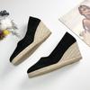 Spring and Autumn New Wedge Heel Shallow Mouth Single Shoes Women's High Heel Thick Heel Straw Hemp Rope Platform Women's Shoes