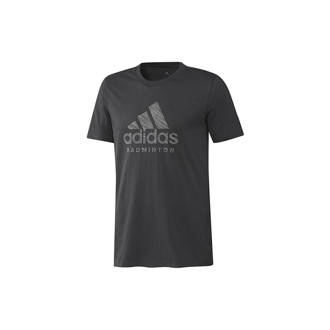 

Adidas Однотонная быстросохнущая дышащая тренировочная повседневная футболка с коротким рукавом с большим логотипом для мужчин, черная DX1963