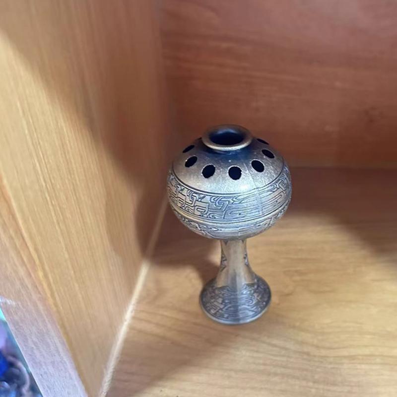 Creative Mini Aromatherapy Furnace, Home Indoor Zen Tea Ceremony Decoration, Chinese Style Metal Shape Small Incense Burner, 1Pc