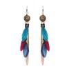 Retro Ethnic Style Feather Earrings Seaside Vacation Accessories Personalized Simple Bohemian Fringed Long Ear Jewelry