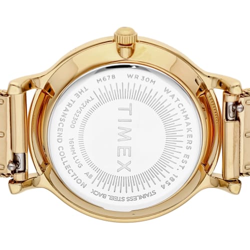 TIMEX TRANSCEND 34MM Women's Watch, TW2V52300, Black Dial, Brass, Mineral Glass, Quartz, Japanese Movement, Gold