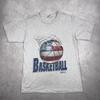 Vintage Basketball Graphic T-Shirt and Kids Tshirt 1990s USA Flag Tee, Heather Grey, XL