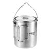 TOMSHOO 750 ml Edelstahl-Topf, tragbarer Wasserbecher, Tasse mit Deckel und faltbarem Griff, Outdoor, Camping, Kochen, Picknick
