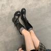 Height Increase of 6cm~ Three-dimensional Round Head Belt Buckle Thick-soled Thick-heeled Knight Boots Women's 2025 New Thin Versatile Locomotive