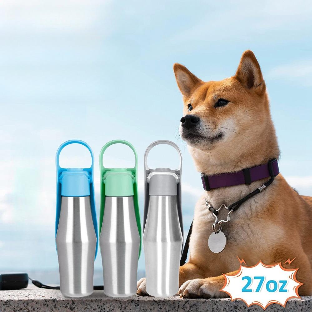 Botella de Agua Grande para Perros de 750 ml Acero Inoxidable Portátil para Exteriores Bebedero para Perros Recipiente de Agua para Viajes Suministros para Mascotas Adecuado para Todas las Razas de Perros Decoración