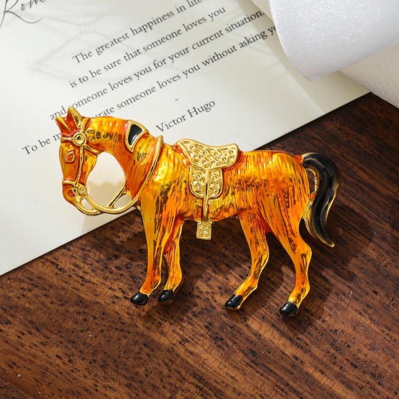 Creative Cute Zodiac Horse Brooches For Women Clothing Accessories Men Fashion Suit Lapel Corsage New Year Christmas Gift