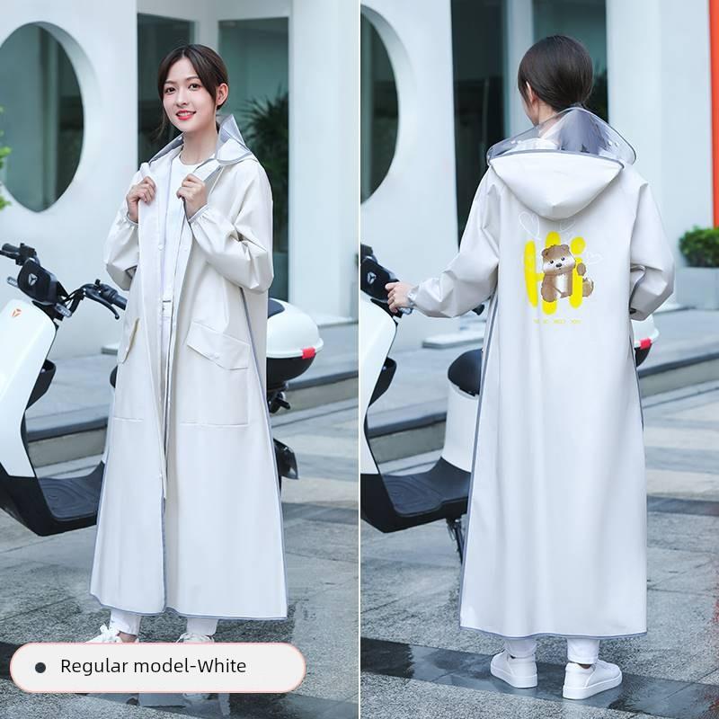 Raincoat for Electric Scooters, Women's Long Version, Full-Body Storm-Proof, Battery-Specific, Single-Person, Integrated, Adult, Thickened, Outerwear