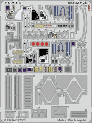 PLATZ 1/48 Scale Photo-Etched Parts for the Japan Air Self-Defense Force F-2B, Plastic Model Kit Parts M48-22