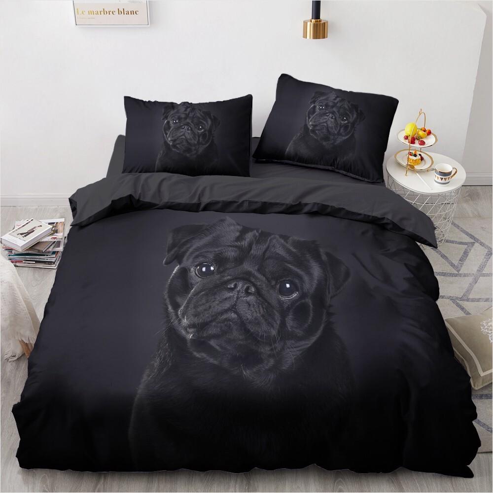 3D Animals Bedding Set Lovely Pet Black Dog Printed Duvet Cover Set Kids Adults Home Decor Single Queen King Size Gift Cute Dogs