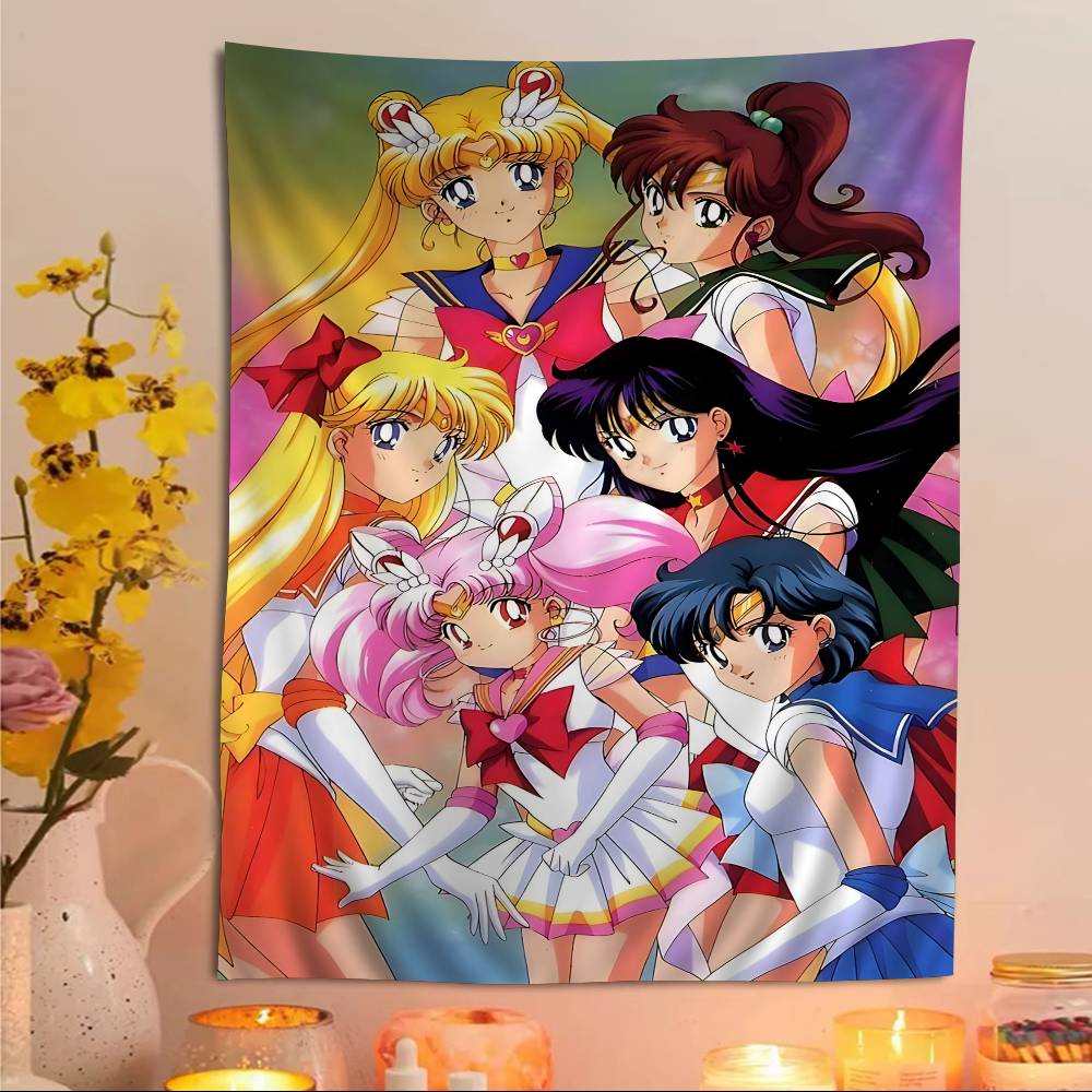 Cartoon SSailor Classic MMoons Printed Large Wall Tapestry Art Science Fiction Room Home Decor Decor Blanket