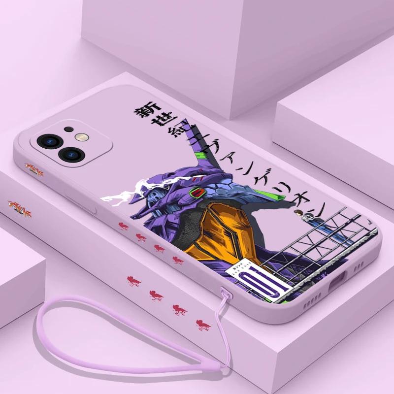 Husa de telefon NEON GENESISES EVANGELIONS EVA pentru iPhone 15 14 13 12 11 Pro Max Mini X XR XS MAX SE20 8 7 Plus cu curea de mână