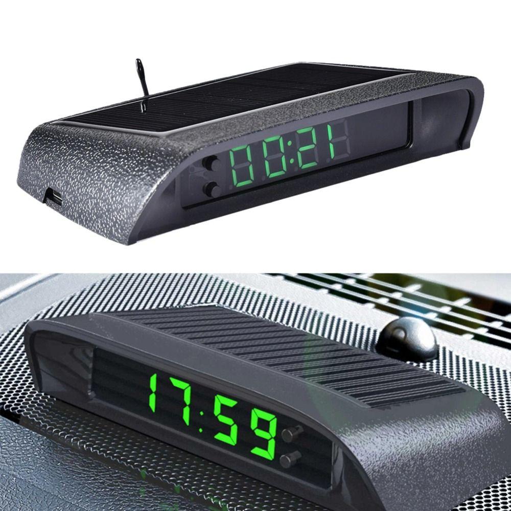 Luminous Car Digital Watch Solar Powered Solar Electronic Watch LED Digital Car Clock Car Use