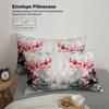 3Pcs Cherry Blossom Bedding Sets 3D Printed Floral Pattern Duvet Cover Sets With Pillowcases No Filling Grey Gradient Base