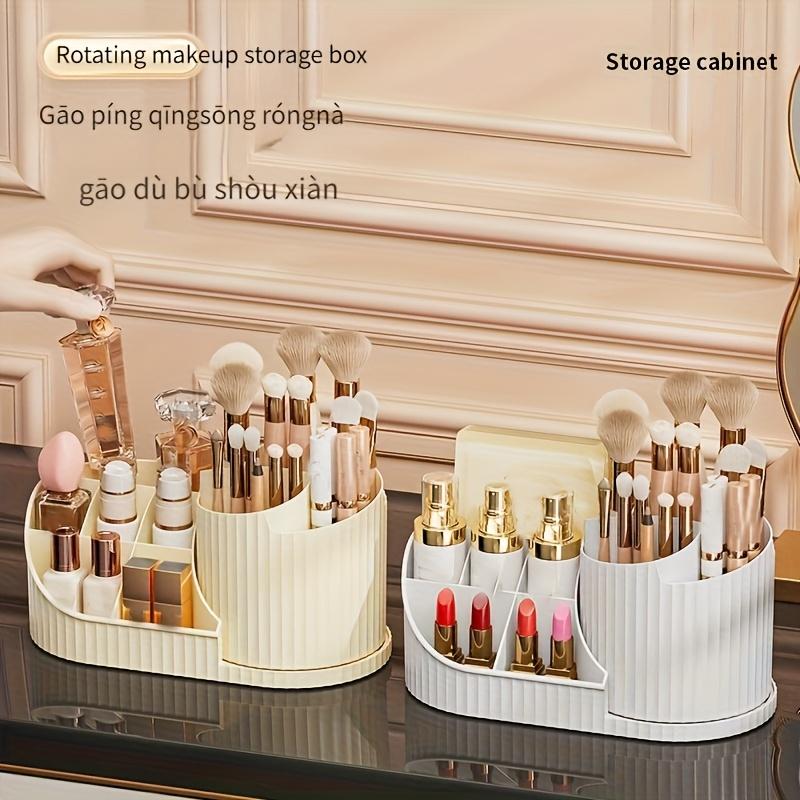 360° Rotating Makeup Brush Storage Box with 5 Slots - Cosmetic Storage Box - Perfect for Bathroom Vanity or Desktop Display, Cosmetics Holder