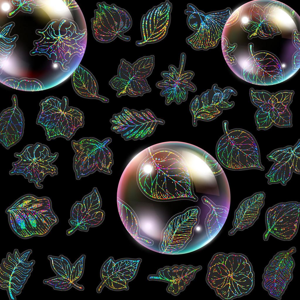 50 Laser Leaf Stickers Shrimp Skin Hemp Stickers Retro Goo Ka Laser Stickers