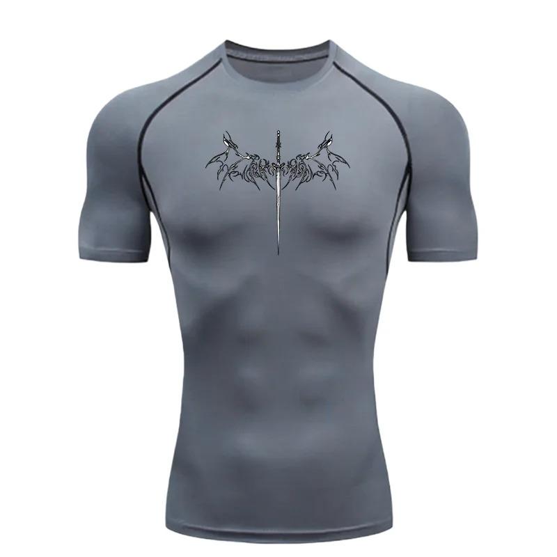 Men's Sports T-shirt Training Fitness Compression Workout  Rashguard Tops Quick Dry Short Sleeve Breathable High Elasticity Gym