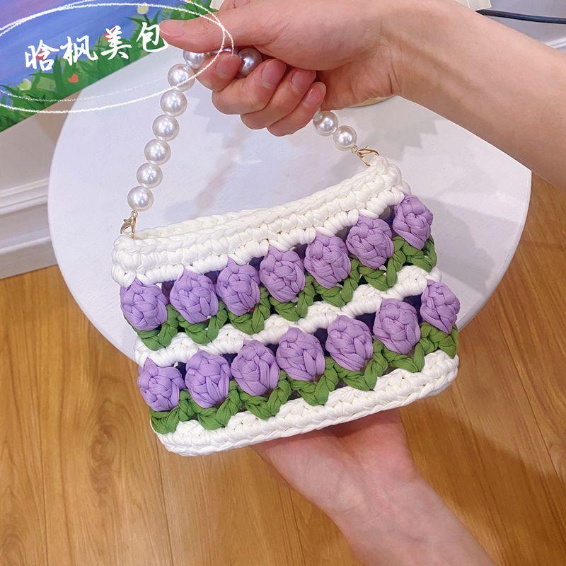 

Fairy Tulip Finished Fabric DIY Material Package Rice White X Green X purple (Pearl Portable)