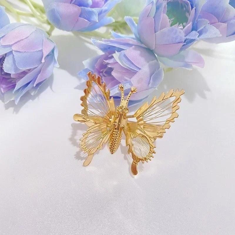 Luxury Butterfly Hair Clip Girl Side Top Clip Nostalgic Three-dimensional Metal Temperament Fairy Lovely Styling Tools Headwear