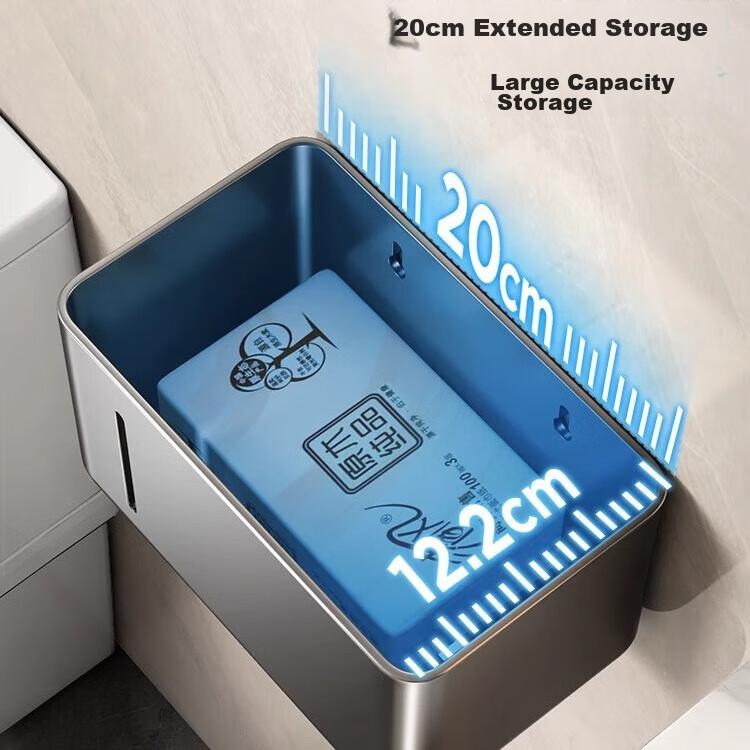 Baihan Bathroom Tissue Box, Toilet Paper Holder, Toilet Paper Dispenser, Paper Towel Rack, No Drilling Required, Bathroom Accessory
