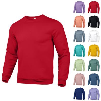 Men's Basic Color Round Neck Sweater Loose Casual Youth Hoodie