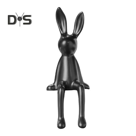 

Керамічна фігурка кролика, скульптура кролика, що сидить, мінімалістична статуя кролика для столу, книжкової полиці, домашнього бару, офісного оформлення чорний