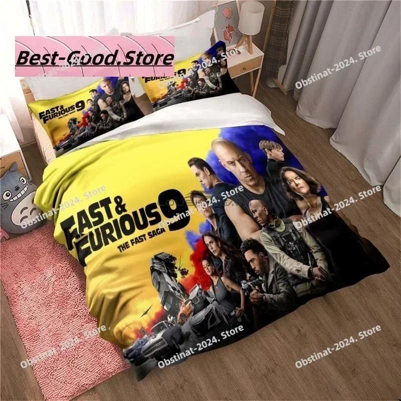 Fast & Furious Bedding Set Fashion Movie Printed Comforter Quilt Bed Cover Duvet Cover Pillow Case 3 Pieces Sets Kids Adult Size
